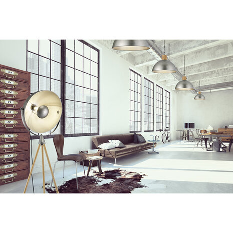 HLW LED LED Hanglamp Trion Delvira - Rond Aluminium, Antiek Nikkel, E27 Fitting