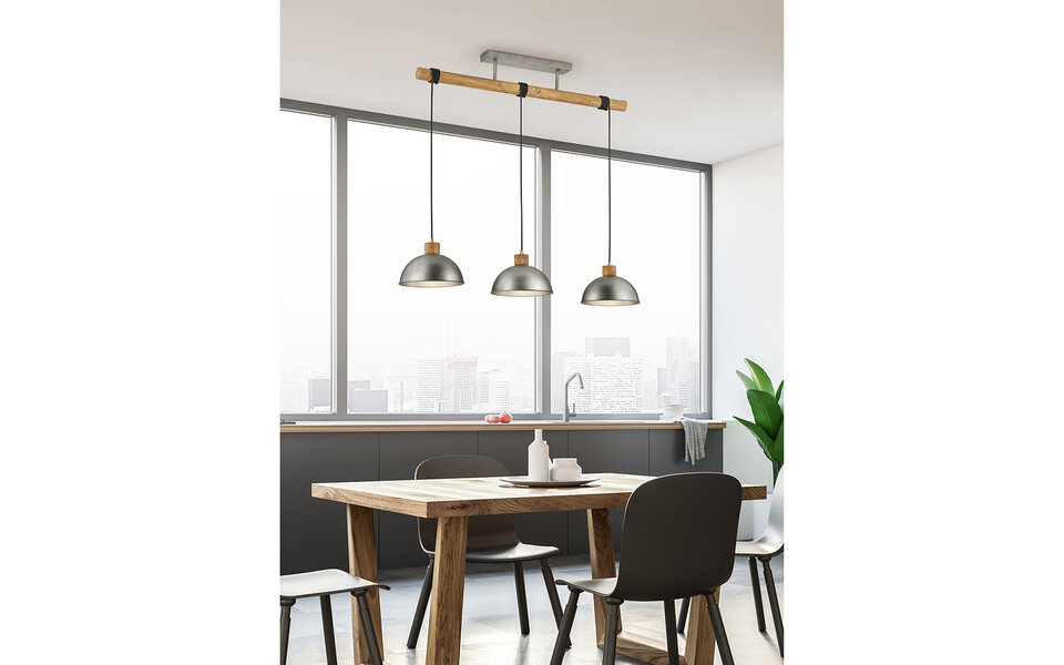HLW LED LED Hanglamp Trion Delvira - 3-lichts Rond Antiek Nikkel Aluminium