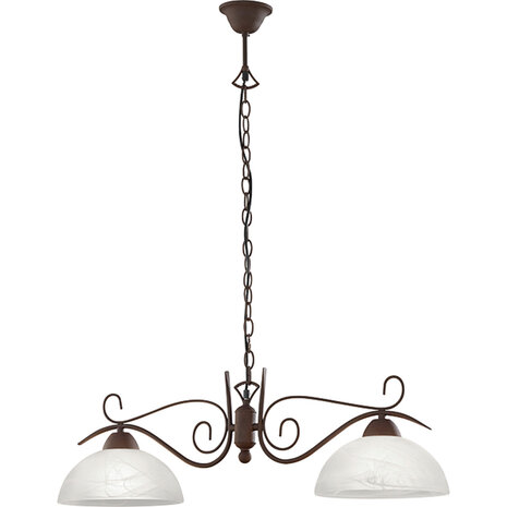 Industriële LED Hanglamp Trion Kantra - 2-lichts E27 fitting, Roestkleurig Aluminium