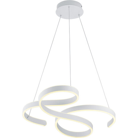 Dimbare LED Hanglamp 52W - Warm Wit 3000K - Mat Wit Aluminium - Rond