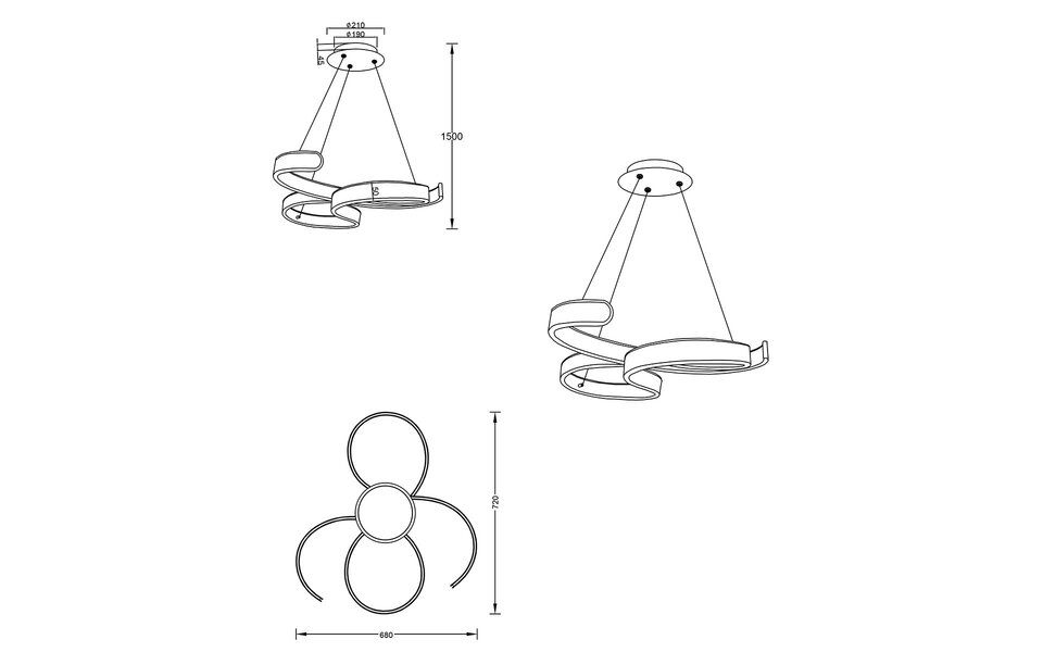 HLW LED LED Hanglamp 52W - Dimbare, Warm Witte LED Hanglamp in Mat Grijs Aluminium