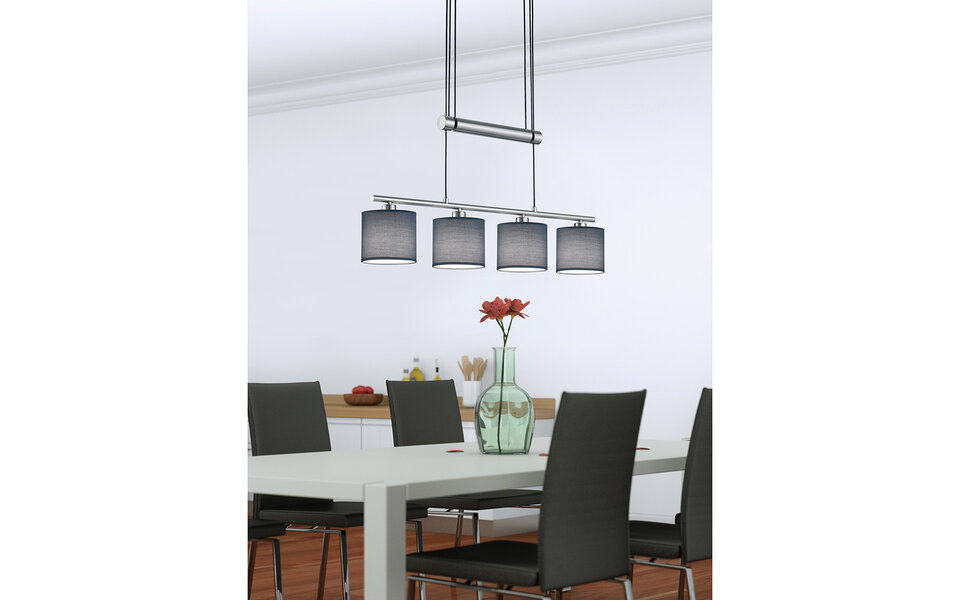 HLW LED LED Hanglamp Trion Gorino - Mat Grijs Aluminium, 4-lichts, E14 Fitting