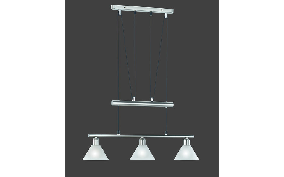HLW LED LED Hanglamp Trion Stomun - 3-Lichts Rechthoek Mat Nikkel Aluminium
