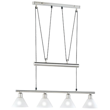 HLW LED LED Hanglamp Trion Stomun - 4-lichts aluminium hangverlichting met mat nikkel