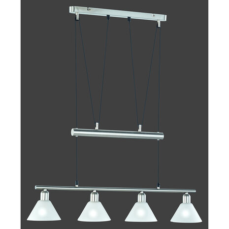 HLW LED LED Hanglamp Trion Stomun - 4-lichts aluminium hangverlichting met mat nikkel