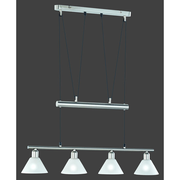 HLW LED LED Hanglamp Trion Stomun - 4-lichts aluminium hangverlichting met mat nikkel
