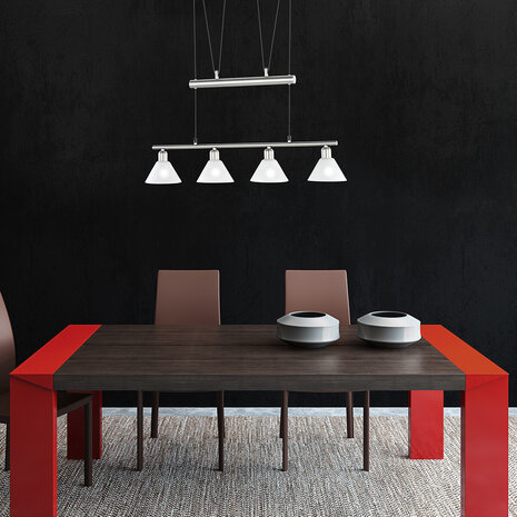 HLW LED LED Hanglamp Trion Stomun - 4-lichts aluminium hangverlichting met mat nikkel