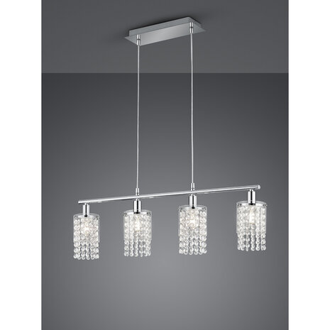HLW LED LED Hanglamp Trion Pocino – 4-lichts, E14 Fitting, Mat Chroom Aluminium