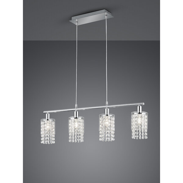 HLW LED LED Hanglamp Trion Pocino – 4-lichts, E14 Fitting, Mat Chroom Aluminium
