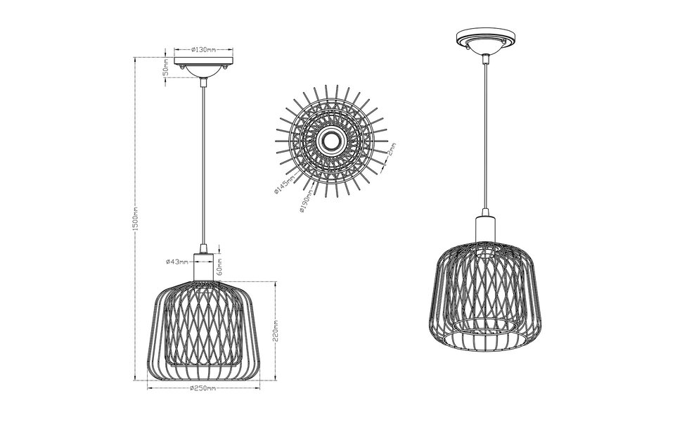 HLW LED Zwarte LED Hanglamp Trion Simon - Modern Design met E27 Fitting