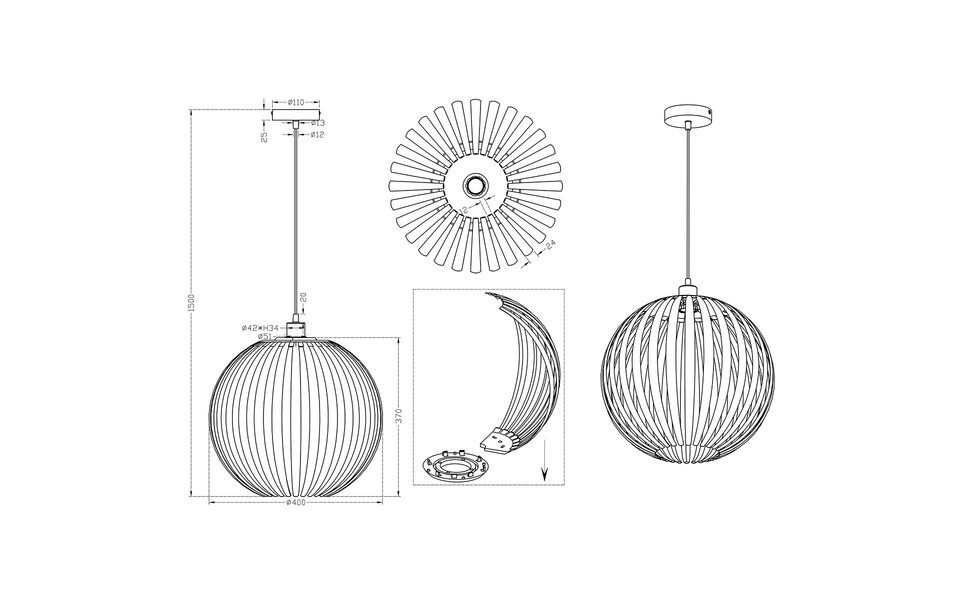HLW LED LED Hanglamp Trion Zuka - Stijlvolle ronde hangverlichting met glans chroom & E27 fitting