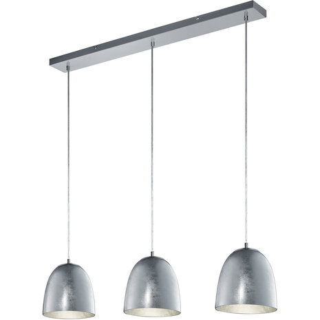 LED Hanglamp Trion Onutia - 3-lichts rechthoek, mat zilver aluminium, E14 fitting