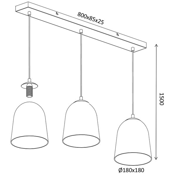 HLW LED LED Hanglamp Trion Onutia - 3-lichts rechthoek, mat zilver aluminium, E14 fitting