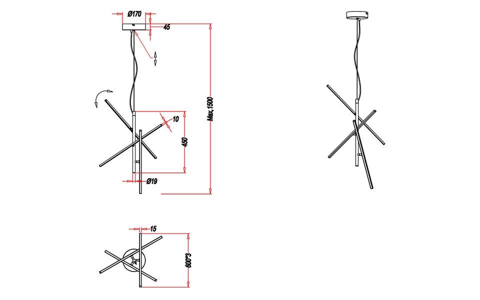 HLW LED Dimbare LED Hanglamp 5W - Witte LED Lamp met Warm Wit Licht, Verstelbaar & Stijlvol