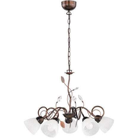 HLW LED LED Hanglamp Trion Trada - Rond 5-lichts Armatuur in Antiek Roestkleur