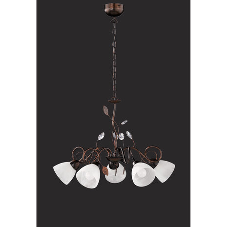 HLW LED LED Hanglamp Trion Trada - Rond 5-lichts Armatuur in Antiek Roestkleur
