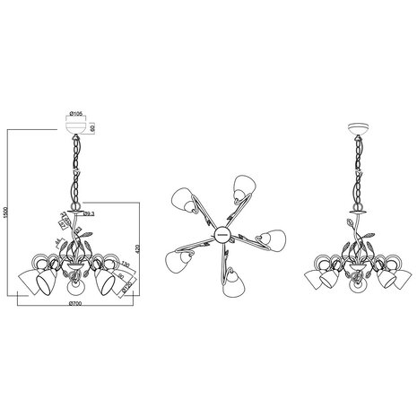 HLW LED LED Hanglamp Trion Trada - Rond 5-lichts Armatuur in Antiek Roestkleur