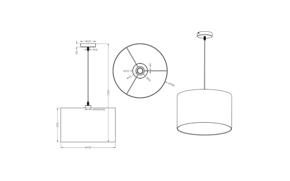 HLW LED Zwarte LED Hanglamp Trion Hotia - Rond, Mat Zwart Aluminium, E27 Fitting