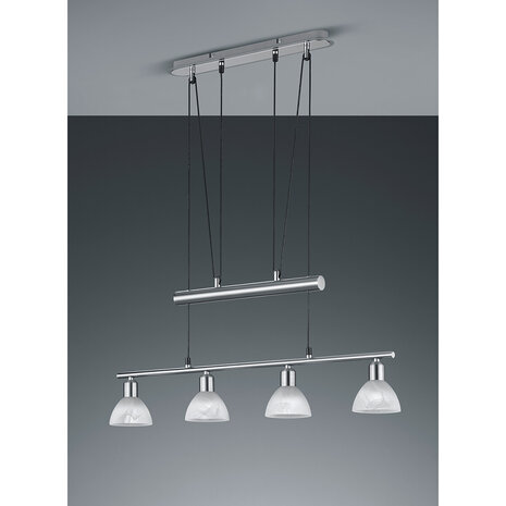 HLW LED Witte LED Hanglamp in Mat Nikkel - Warm Wit 3000K - 4-lichts E14 Fitting