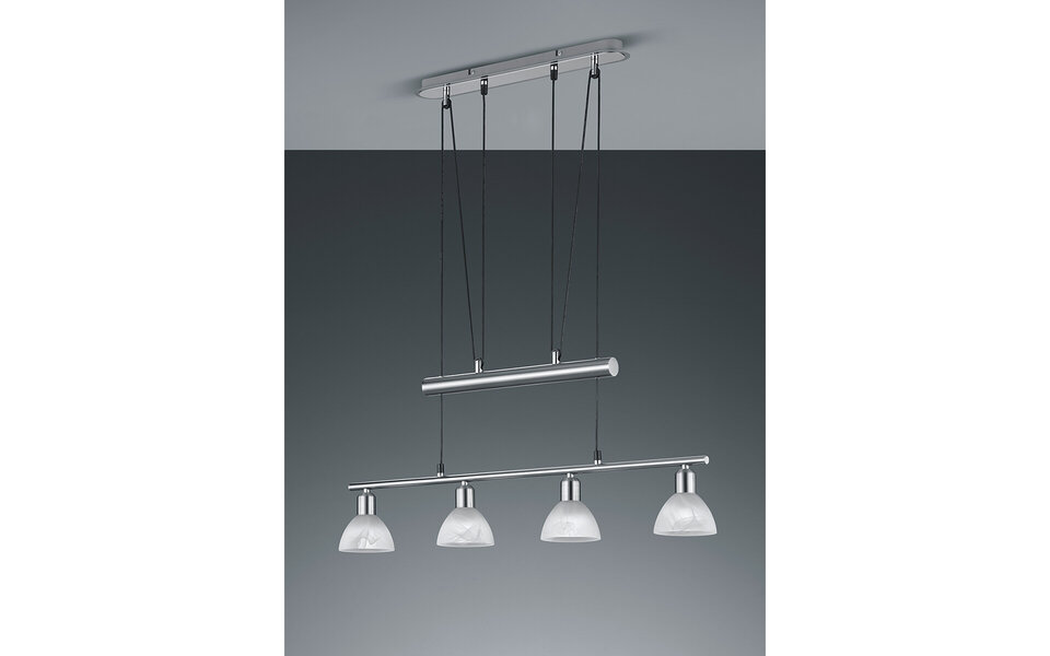 HLW LED Witte LED Hanglamp in Mat Nikkel - Warm Wit 3000K - 4-lichts E14 Fitting