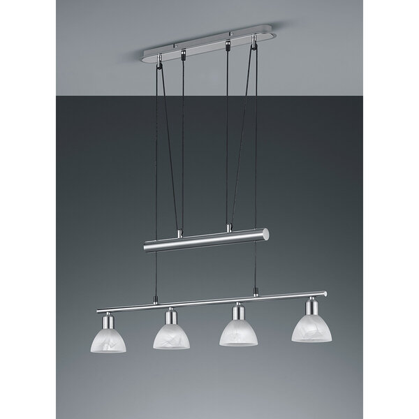 HLW LED Witte LED Hanglamp in Mat Nikkel - Warm Wit 3000K - 4-lichts E14 Fitting