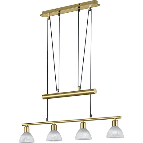 Stijlvolle Witte & Gouden LED Hanglamp Trion Levino - Warm Wit 3000K, 4-lichts, Mat Goud Stijlvolle Witte & Gouden LED Hanglamp Trion Levino - Warm Wit 3000K, 4-lichts, Mat Goud