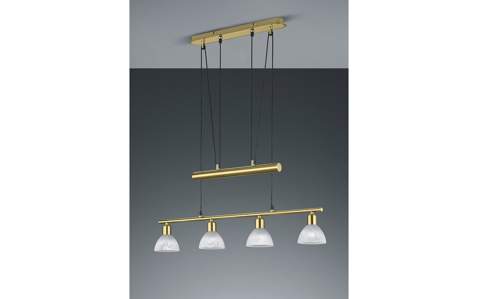 HLW LED Stijlvolle Witte & Gouden LED Hanglamp Trion Levino - Warm Wit 3000K, 4-lichts, Mat Goud