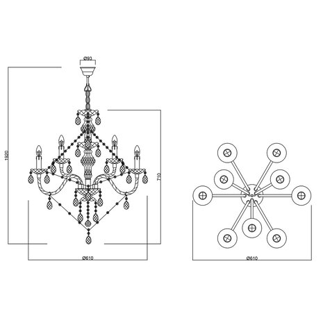 HLW LED LED Kroonluchter Trion Lucy - 9-lichts Rond Mat Chroom Aluminium