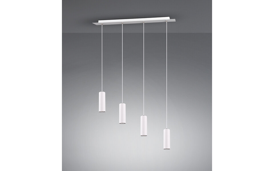 HLW LED LED Hanglamp Trion Mary - Witte LED Hanglamp met 4 GU10 lichtpunten, Mat Wit Aluminium