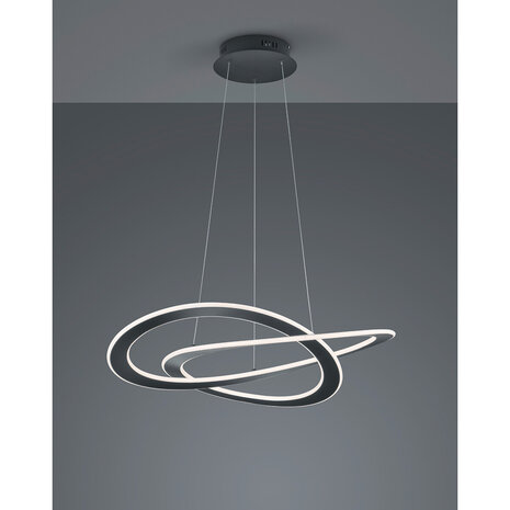 HLW LED LED Hanglamp 52W Warm Wit - Dimbaar, Mat Antraciet Aluminium, Modern Design HLW LED LED Hanglamp 52W Warm Wit - Dimbaar, Mat Antraciet Aluminium, Modern Design
