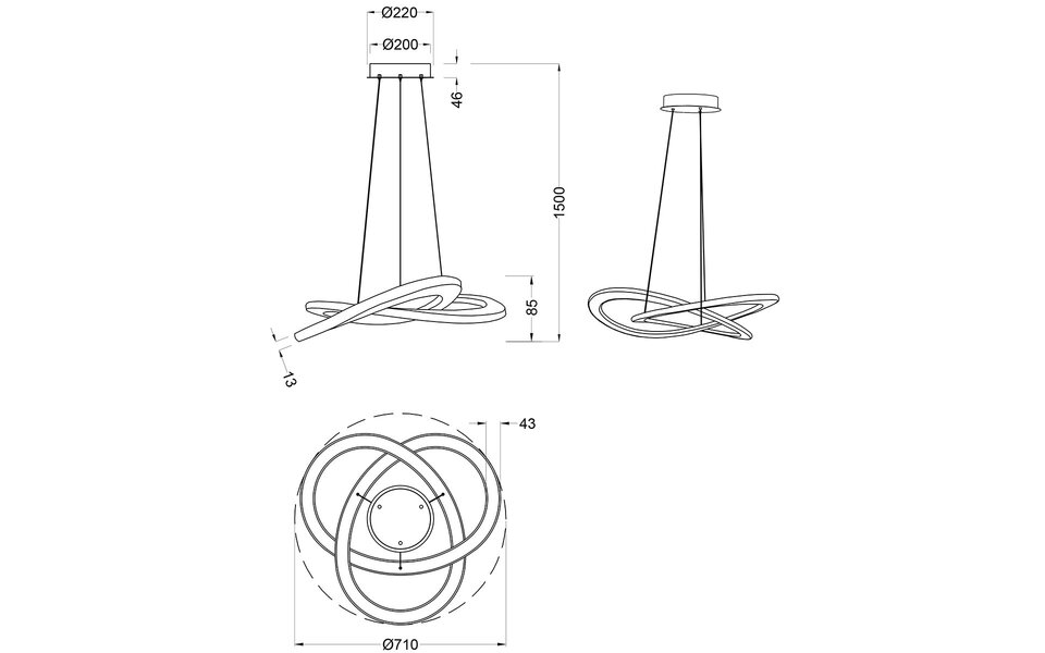 HLW LED LED Hanglamp 52W Warm Wit - Dimbaar, Mat Antraciet Aluminium, Modern Design