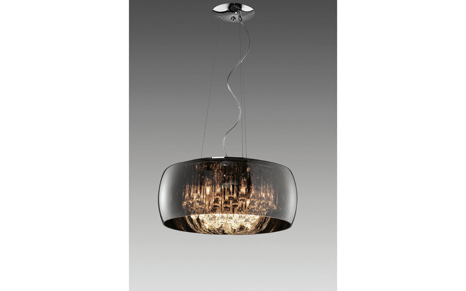 HLW LED LED Hanglamp met Glas - Trion Vapiro 6-lichts Rond Mat Chroom LED Lamp HLW LED LED Hanglamp met Glas - Trion Vapiro 6-lichts Rond Mat Chroom LED Lamp