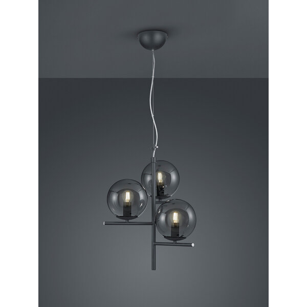 HLW LED LED Hanglamp Trion Pora - Rond, Mat Antraciet Aluminium, 3x E14 Fitting