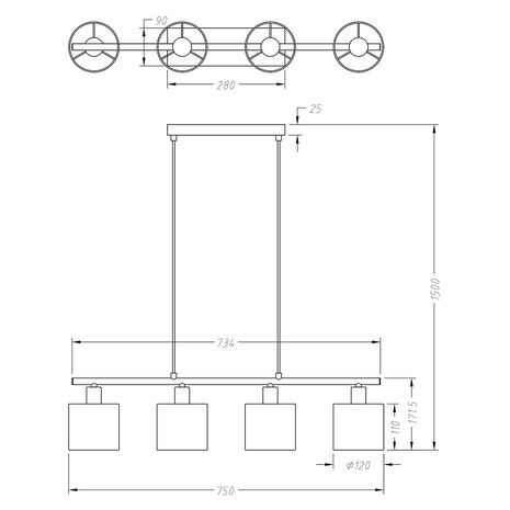 HLW LED LED Hanglamp Trion Torry - Mat Nikkel, Aluminium, 4x E14 Fitting HLW LED LED Hanglamp Trion Torry - Mat Nikkel, Aluminium, 4x E14 Fitting