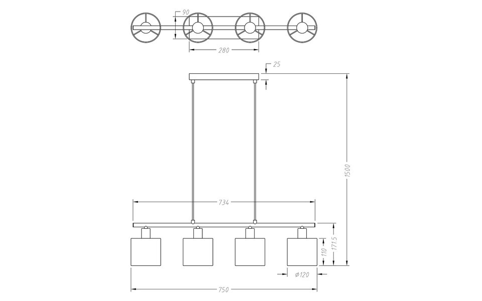 HLW LED LED Hanglamp Trion Torry - Mat Nikkel, Aluminium, 4x E14 Fitting HLW LED LED Hanglamp Trion Torry - Mat Nikkel, Aluminium, 4x E14 Fitting