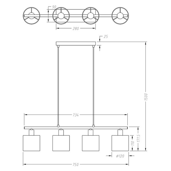 HLW LED LED Hanglamp Trion Torry - Mat Nikkel, Aluminium, 4x E14 Fitting HLW LED LED Hanglamp Trion Torry - Mat Nikkel, Aluminium, 4x E14 Fitting