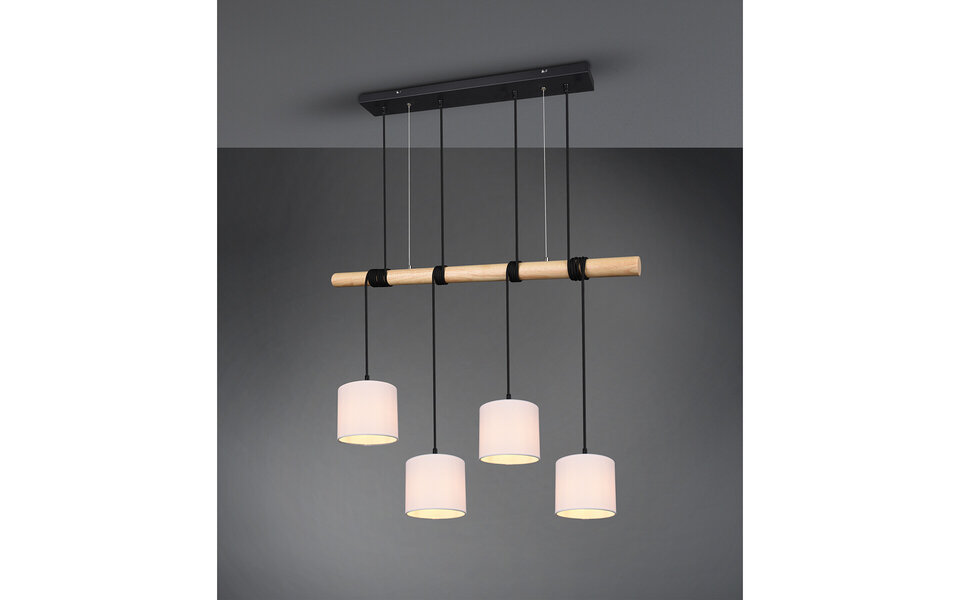 HLW LED LED Hanglamp Trion Oden - Mat Zwarte LED Hanglamp 4-lichts met E27 Fitting HLW LED LED Hanglamp Trion Oden - Mat Zwarte LED Hanglamp 4-lichts met E27 Fitting