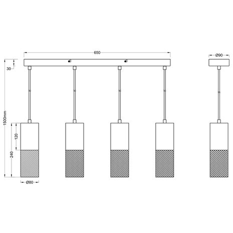 HLW LED Zwarte LED Hanglamp Trion Yosh - 4-lichts LED lamp met E27 fitting