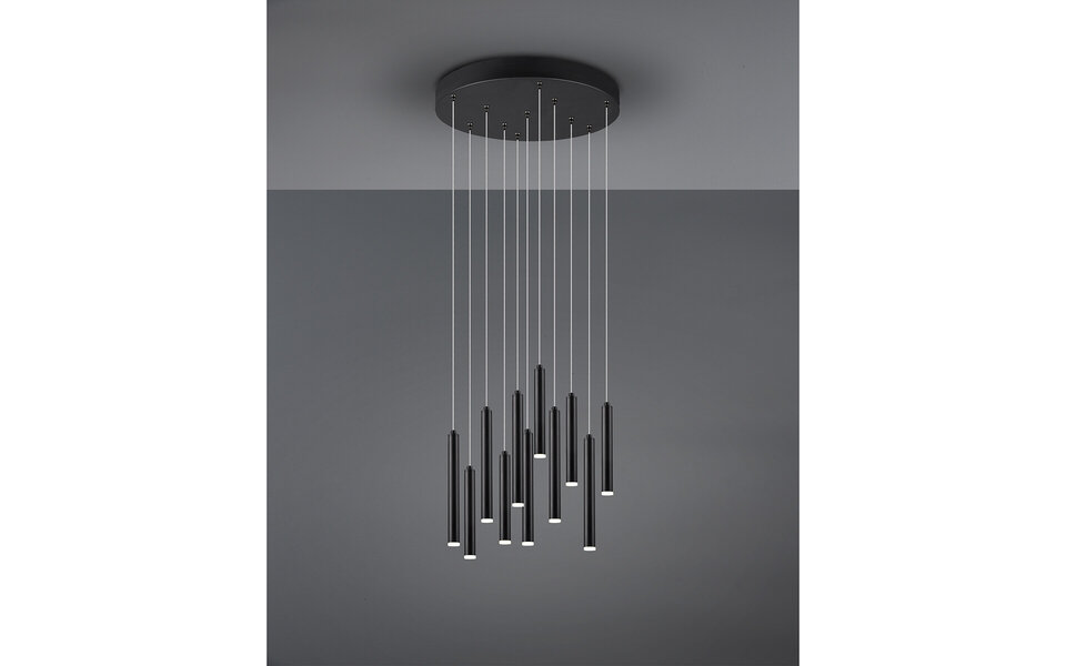 HLW LED LED Hanglamp Trion Tular 22W - Dimbaar, Zwart & Wit, Warm Wit 3000K