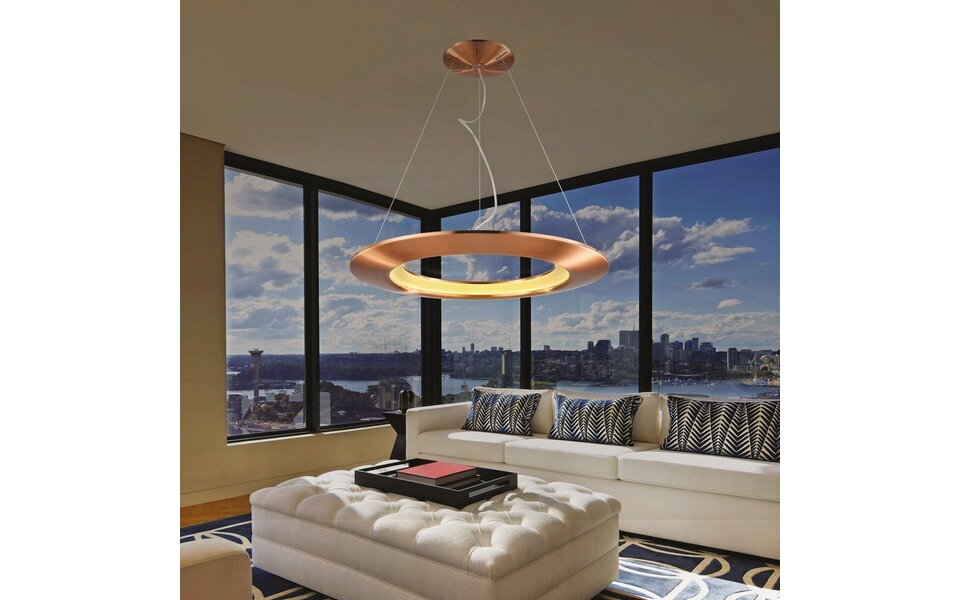 HLW LED LED Hanglamp 41W - Witte LED Hanglamp met Neutraal Wit Licht 4000K in Koper Aluminium