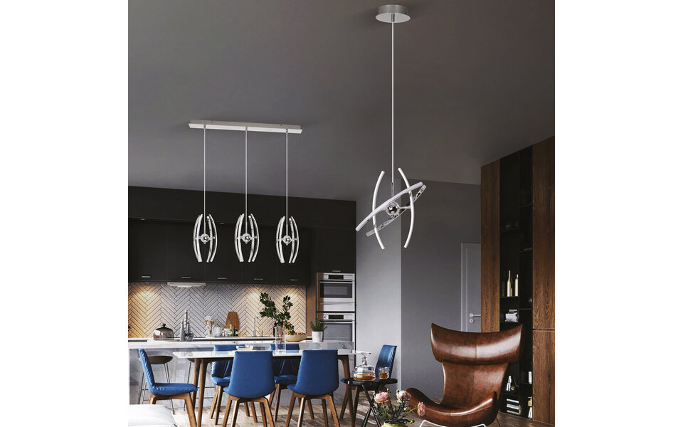 HLW LED LED Hanglamp 12W - Witte LED Hanglamp met Neutraal Wit Licht 4000K - Mat Chroom HLW LED LED Hanglamp 12W - Witte LED Hanglamp met Neutraal Wit Licht 4000K - Mat Chroom