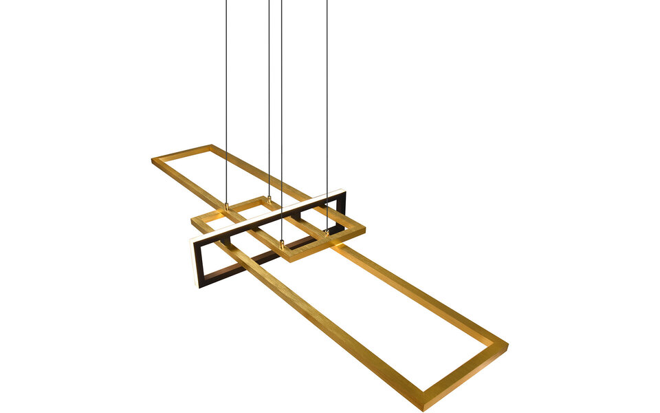 HLW LED Dimbare LED Hanglamp 34W - Mat Zwart/Goud - Warm Wit 3000K - Aluminium