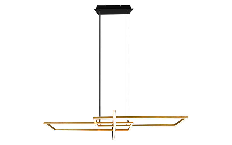 HLW LED Dimbare LED Hanglamp 34W - Mat Zwart/Goud - Warm Wit 3000K - Aluminium