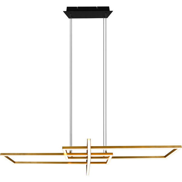 HLW LED Dimbare LED Hanglamp 34W - Mat Zwart/Goud - Warm Wit 3000K - Aluminium