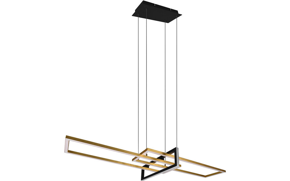 HLW LED Dimbare LED Hanglamp 34W - Mat Zwart/Goud - Warm Wit 3000K - Aluminium