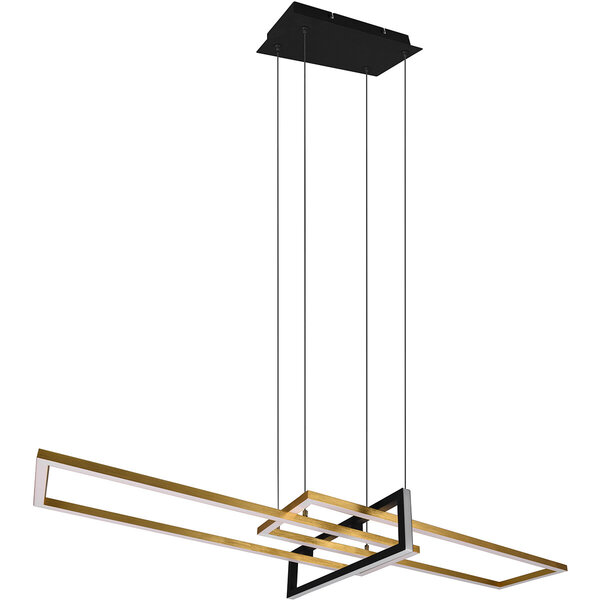 HLW LED Dimbare LED Hanglamp 34W - Mat Zwart/Goud - Warm Wit 3000K - Aluminium