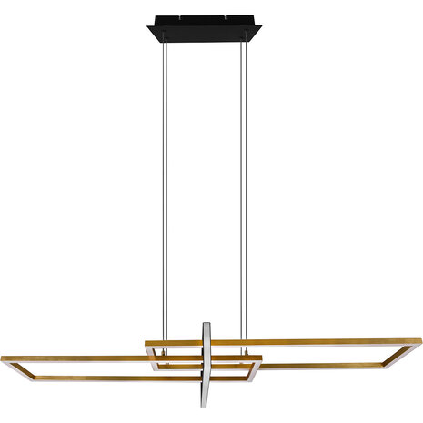 HLW LED Dimbare LED Hanglamp 34W - Mat Zwart/Goud - Warm Wit 3000K - Aluminium
