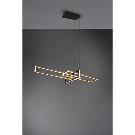 HLW LED Dimbare LED Hanglamp 34W - Mat Zwart/Goud - Warm Wit 3000K - Aluminium