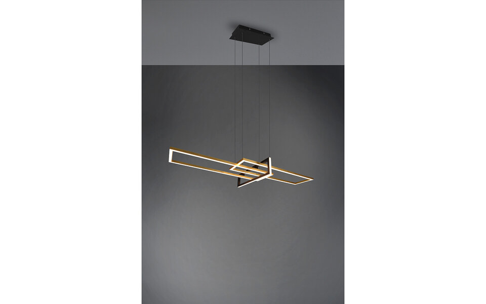 HLW LED Dimbare LED Hanglamp 34W - Mat Zwart/Goud - Warm Wit 3000K - Aluminium