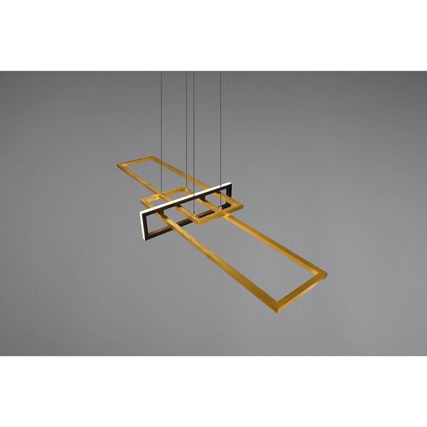 HLW LED Dimbare LED Hanglamp 34W - Mat Zwart/Goud - Warm Wit 3000K - Aluminium